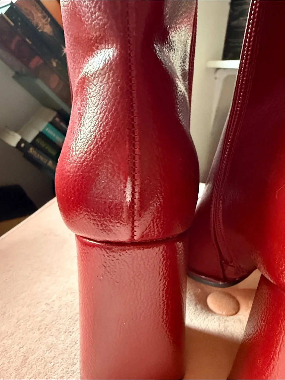 Mix No. 6 Red Leather Square-Toe Ankle Boots